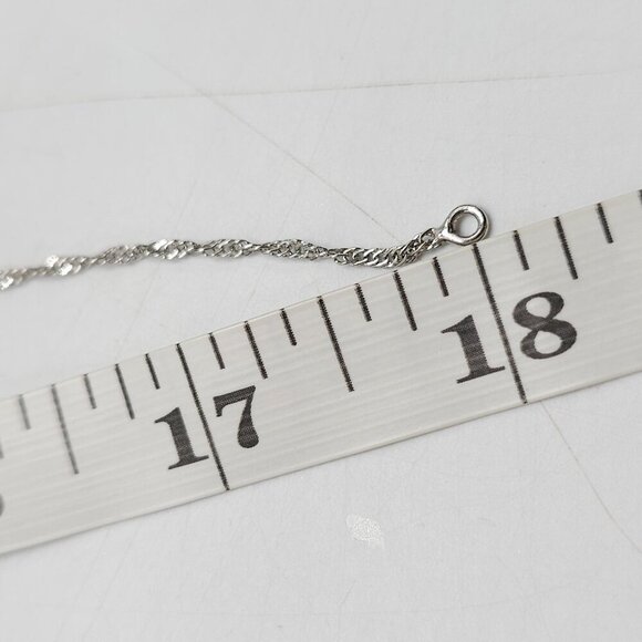Silver Tone Baby Shoe Pendant Necklace Clear Rhinestone Twisted Rope Chain 18 In - Picture 6 of 6